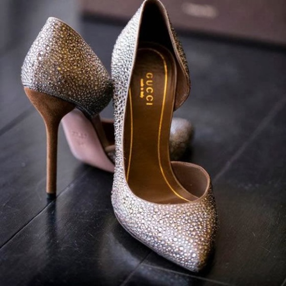 Gucci Swarovski Crystal Stiletto Heels Size 10 Rare Sold-Out Designer Wedding